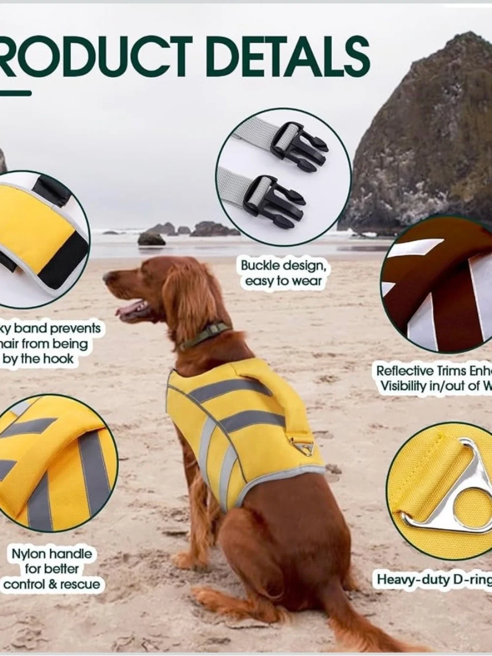 High-Visibility Yellow Reflective Dog Life Jacket